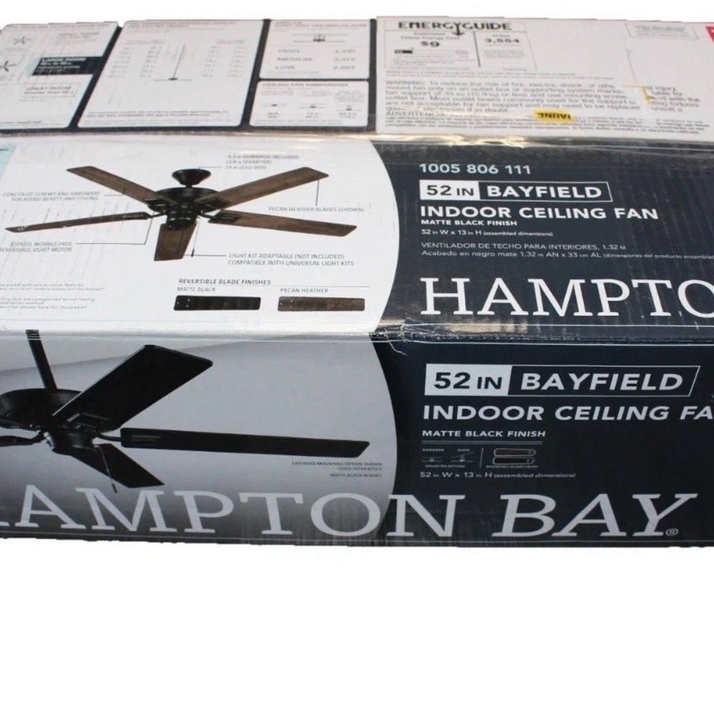 Hampton Bay Matte Black Ceiling Fan